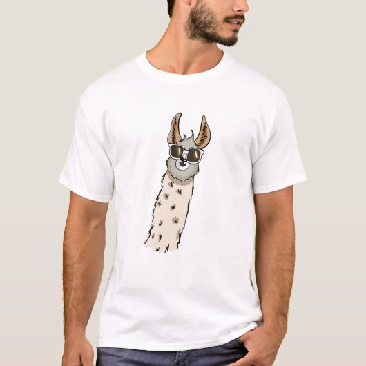 Stijlvolle lama met tinten t-shirt (Voorkant)
