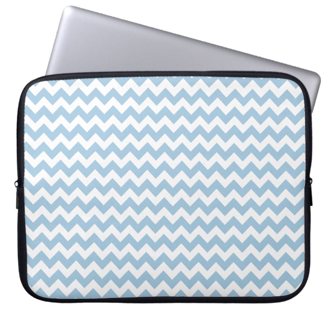 Stijlvolle laptophoes, blauwe en witte doeken laptop sleeve (Voorkant)