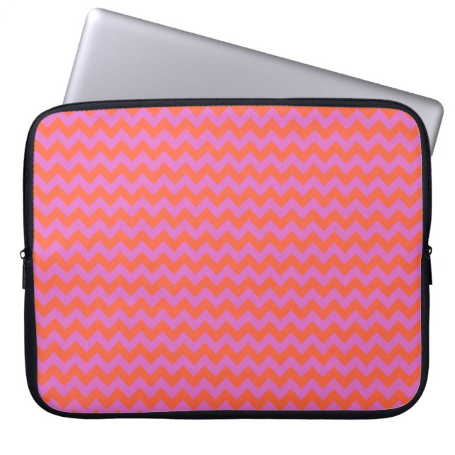 Stijlvolle laptophoes, Oranje en magenta doeken Laptop Sleeve (Voorkant)