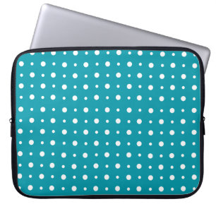 Stijlvolle laptophoes, witte pooldots, Blauwgroen Laptop Sleeve