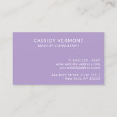Stijlvolle Lavendel Beauty Makeup Consultant Visitekaartje (Achterkant)