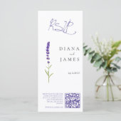Stijlvolle Lavendel Bruiloft RSVP QR code (Staand voorkant)