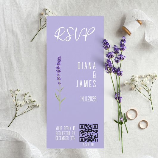 Stijlvolle Lavendel Bruiloft RSVP QR code