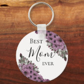 Stijlvolle Lavendel Floral Beste Mam Ooit Sleutelhanger (Voorkant)