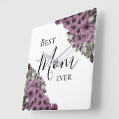Stijlvolle Lavendel Floral Beste Mam Ooit Vierkante Klok (Hoek)