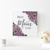 Stijlvolle Lavendel Floral Beste Mam Ooit Vierkante Klok (Huis)