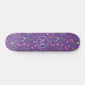 Stijlvolle lavendel Floral Waterverf MONOGRAM Persoonlijk Skateboard (Horizontaal)
