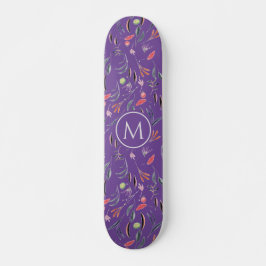 Stijlvolle lavendel Floral Waterverf MONOGRAM Persoonlijk Skateboard