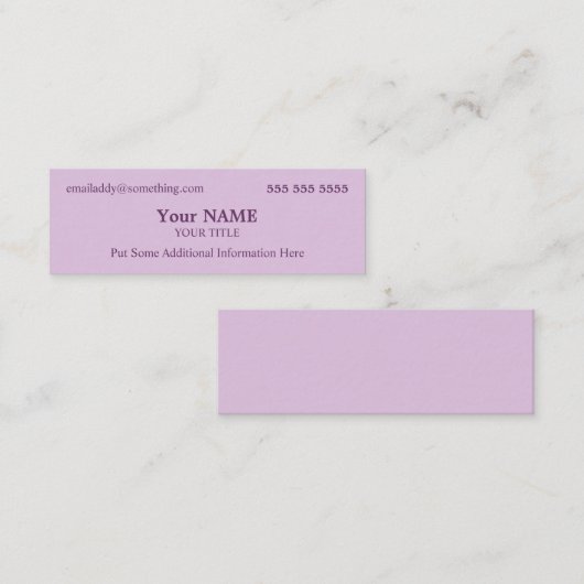 Stijlvolle lavendel mini visitekaartje (Voorkant / Achterkant)