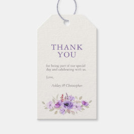 Stijlvolle Lavendel Waterverf Bloemen Boeket Bruil Cadeaulabel