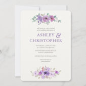 Stijlvolle Lavendel Waterverf Bloemen Boeket Bruil Kaart (Voorkant)