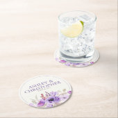 Stijlvolle Lavendel Waterverf Bloemen Boeket Bruil Ronde Kartonnen Onderzetter (Insitu)