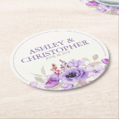 Stijlvolle Lavendel Waterverf Bloemen Boeket Bruil Ronde Kartonnen Onderzetter (Gebogen)