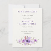 Stijlvolle lavendel waterverf bloemenboeket trouw save the date (Voorkant)