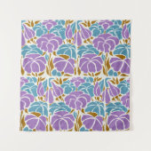Stijlvolle lavender, Geel en Blauwe Flowers Art Wandkleed (Voorkant)
