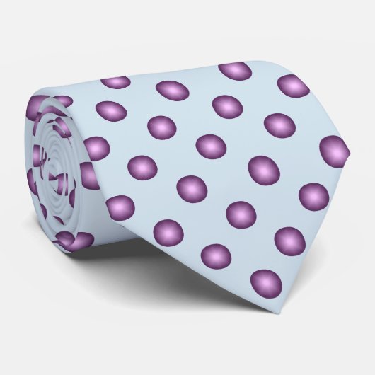 Stijlvolle lavender Polka Dot & Light Blue Backgro Stropdas (Opgerold)