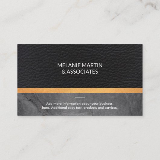 Stijlvolle lederen lederen goudvormig vormgegeven visitekaartje (Achterkant)