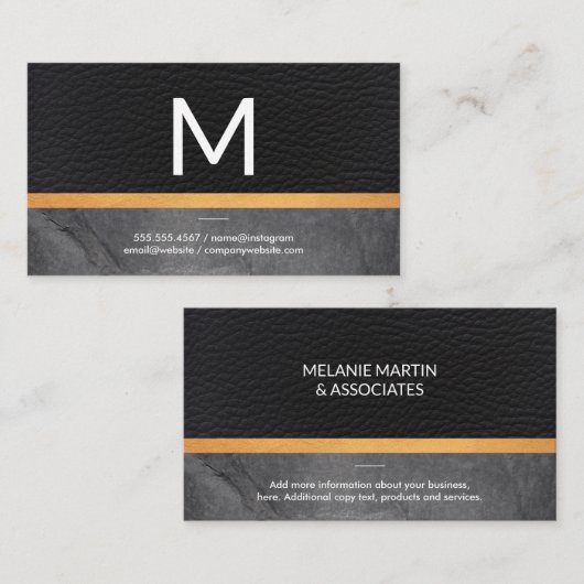 Stijlvolle lederen lederen goudvormig vormgegeven visitekaartje (Voorkant / Achterkant)