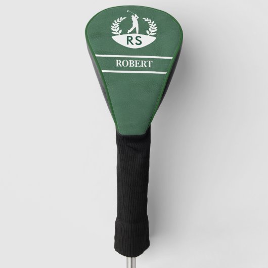 Stijlvolle lederen textuur gepersonaliseerde monog golfheadcover (Voorkant)