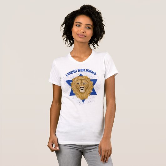 Stijlvolle Leeuw van Juda en Star I Stand met Isra T-shirt (Voorkant volledig)