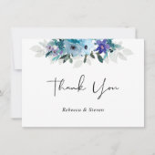 Stijlvolle lente stoffige blauw paarse bloemen bru bedankkaart (Voorkant)