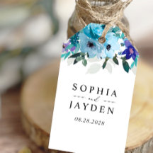 Stijlvolle lente stoffige blauw paarse bloemen bru