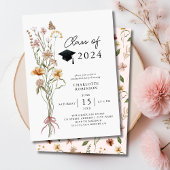 Stijlvolle lente Wildbloem Boeket Graduation Party Kaart