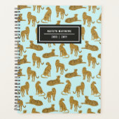 Stijlvolle Leopard Animal Pattern-naam | Blauw Planner (Voorkant)