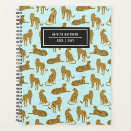Stijlvolle Leopard Animal Pattern-naam | Blauw Planner
