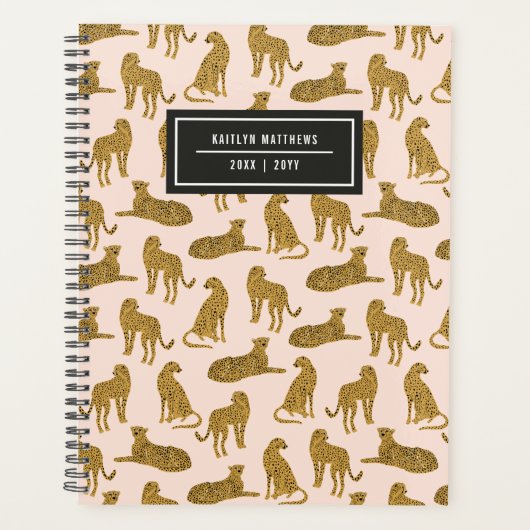 Stijlvolle Leopard Animal Pattern-naam | Blush Planner (Voorkant)
