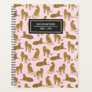 Stijlvolle Leopard Animal Pattern Naam   Roze plan Planner