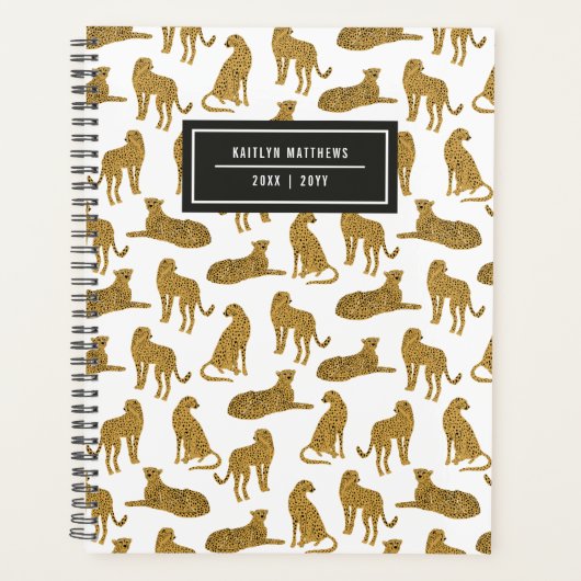 Stijlvolle Leopard Animal Pattern-naam | White Pla Planner (Voorkant)