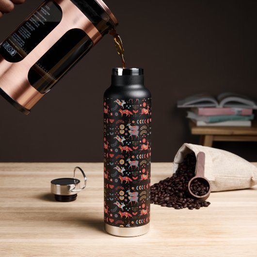 Stijlvolle Leopard Animal Pattern Name Waterfles (Koffie)