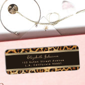Stijlvolle Leopard Animal Print Bruin & Gouden Str Etiket