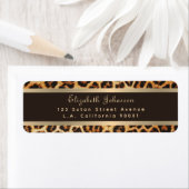 Stijlvolle Leopard Animal Print Bruin & Gouden Str Etiket (Insitu)