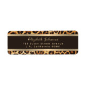 Stijlvolle Leopard Animal Print Bruin & Gouden Str Etiket (Voorkant)