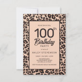 Stijlvolle Leopard Animal Print Trendy 100e verjaa Kaart (Voorkant)