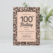 Stijlvolle Leopard Animal Print Trendy 100e verjaa Kaart (Staand voorkant)