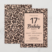 Stijlvolle Leopard Animal Print Trendy 17e verjaar Kaart (Voorkant / Achterkant)