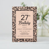 Stijlvolle Leopard Animal Print Trendy 27e verjaar Kaart (Staand voorkant)