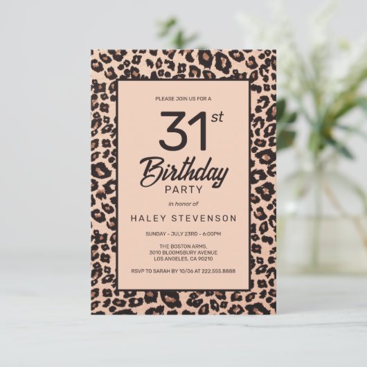 Stijlvolle Leopard Animal Print Trendy 31e verjaar Kaart (Staand voorkant)