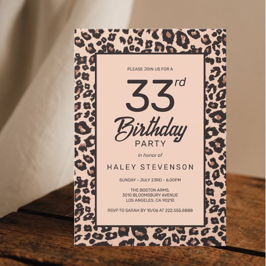 Stijlvolle Leopard Animal Print Trendy 33e verjaar Kaart