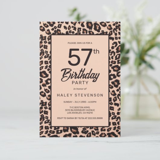Stijlvolle Leopard Animal Print Trendy 57e verjaar Kaart (Staand voorkant)
