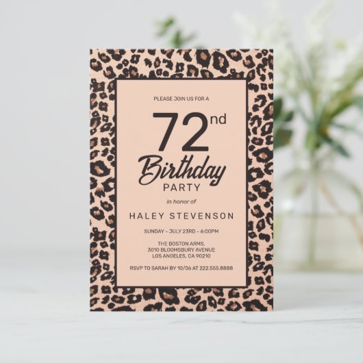 Stijlvolle Leopard Animal Print Trendy 72e verjaar Kaart (Staand voorkant)