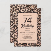 Stijlvolle Leopard Animal Print Trendy 74e verjaar Kaart (Voorkant / Achterkant)
