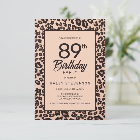 Stijlvolle Leopard Animal Print Trendy 89e verjaar Kaart (Staand voorkant)