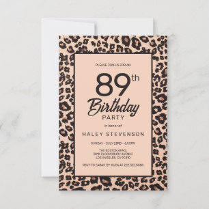 Stijlvolle Leopard Animal Print Trendy 89e verjaar Kaart
