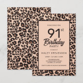 Stijlvolle Leopard Animal Print Trendy 91e verjaar Kaart (Voorkant / Achterkant)