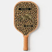 Stijlvolle Leopard-naam Personaliseer bericht Pickleball Paddle (Achterkant)