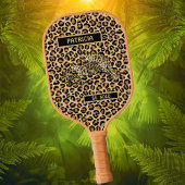 Stijlvolle Leopard-naam Personaliseer bericht Pickleball Paddle